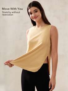 OutZeal Damski, oddychający, miękki, z rozcięciem u dołu, sportowy top na siłownię, do codziennego treningu