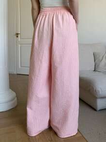 Dazy Plus Loose Elastic Waist Striped Drawstring Pajama Pants, All Season