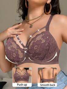 1 件大码蕾丝纯色钢圈文胸