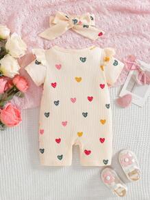 SHEIN Infant/Toddler Girls' Comfortable Printed Rompers For Summer Baby Girl Summer Romper Baby Girl Short Sleeve Romper Newborn Baby Girl Clothes