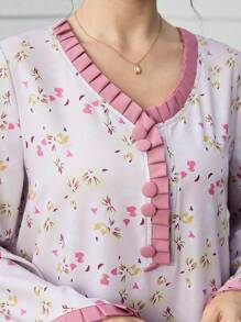 Yasmyna 女士浪漫碎花褶饰拼接素雅夏季度假束腰长裙 - 彩色 - 查看 6