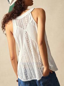 Bohemela Einfaches gestricktes Damen Ösen-Bindehalstop