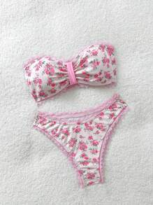 Soleia 全新碎花比基尼套装，清爽度假风露肩圣诞上衣，适合学校返校服装，女士返校秋季服装，哥特女装，俱乐部服装，女士性感万圣节服装，外出服装，音乐会服装，乡村音乐会服装 - 彩色 - 查看 5