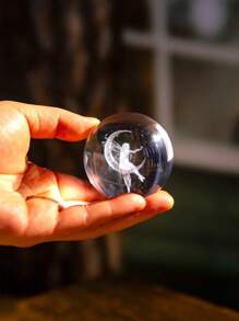 SHEIN قطعة واحدة كرة بلورية وحامل قمر ساحر، تمثال قمر ساحر منقوش ليزري ثلاثي الأبعاد، ديكور منزلي، ديكورات عيد الميلاد، ديكور منزلي، هدية زينة - متعدد الألوان - مشاهدة 4