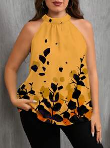 SHEIN Clasi 大码女式休闲树叶花卉印花衬衫，适合夏季 - 彩色 - 查看 4