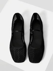 MOTF PREMIUM 编织PU皮革方头平底凉鞋