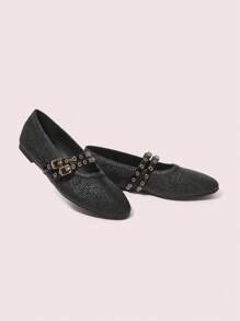 CUCCOO DOLLMOD Chaussures de mode uniques tissées à la main pour femmes, nouveaux design de ballerines à double bride - Noir - Voir 9