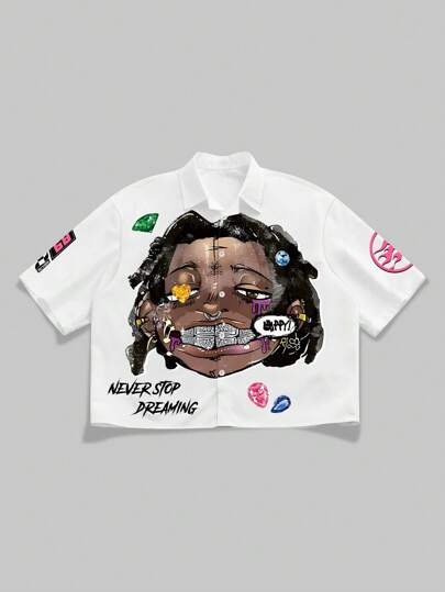 Street Life قميص كاجوال قصير الأكمام مطبوع بطباعة بانك للرجال