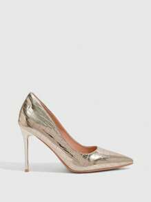 CUCCOO SZL Classic High Heel Pumps, Women Shoes, Gold Color - Gold - View 3