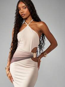 MISSGUIDED Ombre Gold Detailing Maxi Dress - Multicolor - View 6