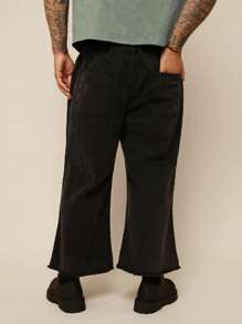 EASEVO Plus Size Men's Gothic Solid Color Casual Denim Jeans, Suitable For Summer - Black - View 2