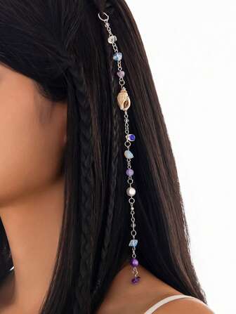 Fairycore 1 Stück modischer Haarschmuck mit Meeresmuscheln und Kristallperlen, Accessoire für Damen für Alltag, Party und Urlaub im Sommer