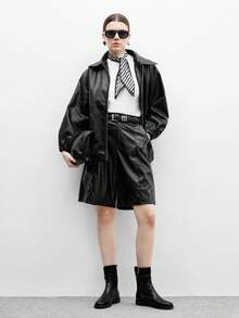 CUCCOO BIZCHIC 女士时尚英伦风格靴子，拉链侧拼布正装靴，休闲舒适百搭圆头粗跟低跟踝靴 - 黑色 - 查看 10