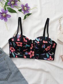 Spicy Aura 1pc Women's Floral Print Bow Decor Sexy Bustier - Multicolor - View 3