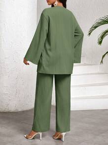 SHEIN Lady 2 Stücke Damen Urlaubs Lässig Einfarbiges Hemd und Hose Set