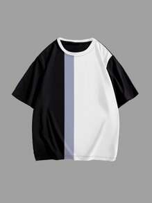 Manfinity Homme Chemise décontractée en patchwork bicolore pour homme de grande taille, été - Multicolore - Voir 2
