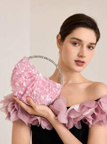 MOTF PREMIUM TOP HANDLE BAG WITH SEQUIN AND RHINESTONE DETAILS - Pink - View 11