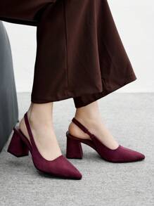 CUCCOO BIZCHIC 时尚酒红色麂皮女士高跟鞋 - 酒紅色 - 查看 5
