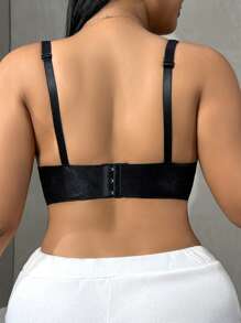 SHEIN 1 Áo ngực không gọng liền mạch cỡ lớn dành cho nữ, nâng ngực - màu đen - Xem 2