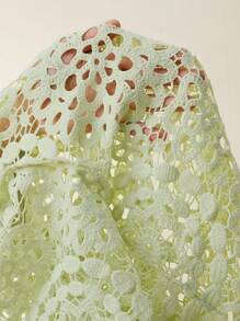 Anewsta 女士优雅镂空花卉蕾丝衬衫，适合度假、节日、海滩、节日、春夏、毕业典礼 - 綠色 - 查看 8