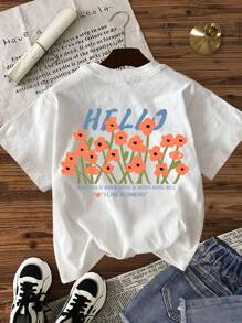 INAWLY 女士休闲印花圆领短袖T恤，夏季