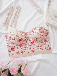 SHEIN 1pc Women Floral Print Camisole Sexy Bra