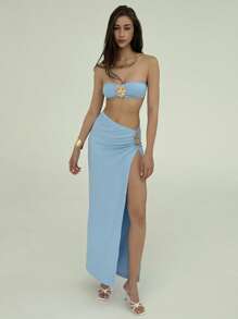 Aloruh 女士日常两件套服装 - 藍色 - 查看 3