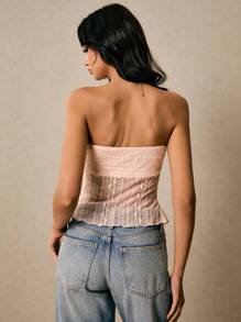 Poéselle Women's Sexy Solid Color Lace Hollow-Out Camisole Top, Summer - Pink - View 6