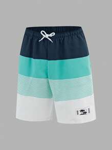 SHEIN Bộ 3 món/Bộ đồ bơi quần đùi phong cách ngày lễ thoải mái giản dị cho bé trai tuổi teen - Nhiều màu - Xem 5