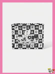 THE POWERPUFF GIRLS X SHEIN 1个黑白格子警察女孩图案收纳盒 - 黑與白 - 查看 1