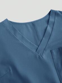 TaskEZ Women Plus Size Solid Color Short Sleeve Top And Pants /Nursing Scrub Uniform