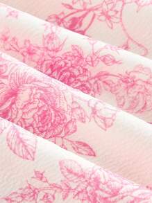 SHEIN MOD 大码女式花卉印花荷叶边下摆吊带裙 - 彩色 - 查看 4