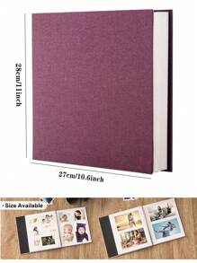 SHEIN DIY 相册，带自粘磁性剪贴簿相册，不同尺寸（3x5、4x6、5x7、6x8、8x10、8.5x11、11x10.6 英寸），40 页亚麻封面相册，带金属笔和 DIY 配件，适合返校 - 紫色 - 查看 2