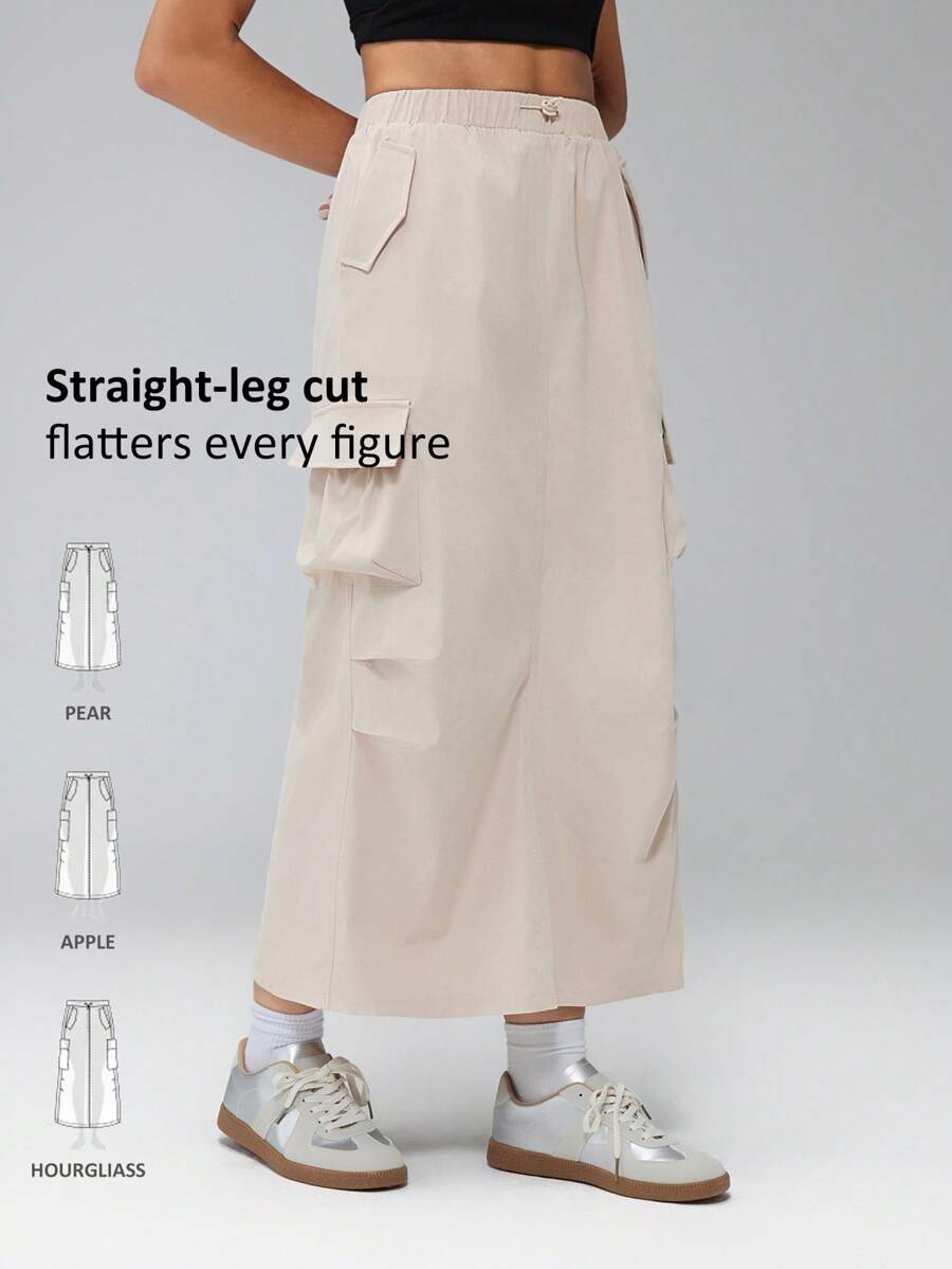 SHEIN Tall 女士休闲前系宽腰带简约清凉感抗皱速干工装裙，适合度假