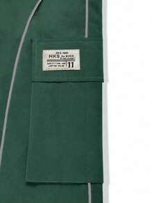 Claim Dot 男士束口腰帶字母拼接反光慢跑褲 - 墨綠色 - 查看 3