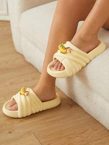 Cuccoo Women's Fashion Summer House Wear Thick Bottom Non-Slip Quiet EVA Beach Slides - Yellow - View 4