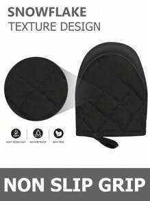 1pc High Heat Resistant 500 ℉ Kitchen Oven Glove, Mini Oven Foot Pad With Non Slip Grip Surface And Hanging Ring, Suitable For Grilling, Baking, Cooking, And Grilling (Black)