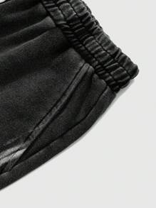 Manfinity Streetrush Set de 2 piezas de sudadera con capucha estilo callejero para hombres jóvenes, diseño de corte amplio con bolsillos, tela de algodón con lavado desgastado, para uso casual deportivo y diario, regalo unisex para días festivos.