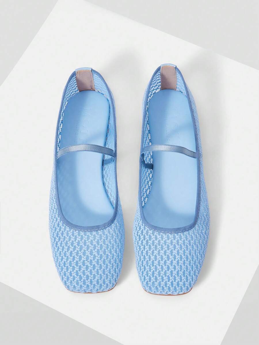 MOTF PREMIUM 2024 NEW SQUARE POINTED TOE LOW HEEL FLAT SANDALS, SUMMER - Baby Blue - View 1