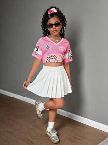 Tween Girls Casual Street Fashion Solid White Sports Pleated Tennis Skirt Fall Winter