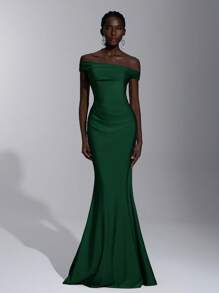 Elitara Elegant Ruffled Off Shoulder Mermaid Dress, Suitable For Wedding, Single Party, Holiday, Prom, Bridesmaid (Adult)