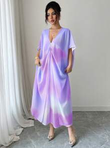 Selianne 2件套女士纹理印花扎染设计披肩，适合度假海滩 - 彩色 - 查看 4