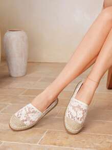 Styleloop Women Casual Round Toe Flat Shoes With Hollow Embroidered Design, Holiday Style