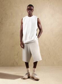 SUMWON Textured Towelling Tank Top Sleeveless Tank Top Summer Beach Vacation Resort Workout Muscle Shirt Casual Weekend Leisure Wear - White - View 4