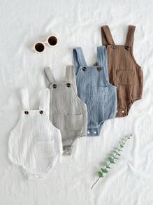 Vintaside Kids Conjunto de 4 piezas de pelele de unicolor para bebés niños, azul, marrón, blanco, gris, diseño minimalista, sin patrones, adecuado para aventuras al aire libre, ropa cómoda para el hogar, atuendo esencial diario para bebés