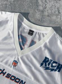 Manfinity LEGND Camiseta deportiva de béisbol de malla y cuello en V transpirable para hombres de tallas grandes