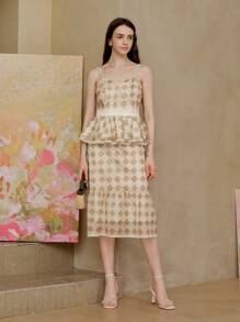 MOTF PREMIUM SAIA COM BABADOS E ESTAMPA DE DIAMANTES