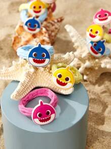 BABY SHARK X SHEIN 9 cái/bộ Dây buộc tóc hoạt hình cá dễ thương/Dây buộc tóc đàn hồi, dày, bản rộng, không kéo tóc, dành cho bé gái - Nhiều màu - Xem 5