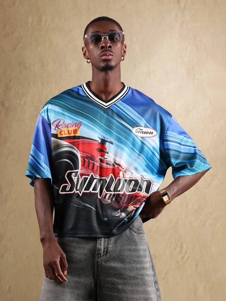 Racing Sports Retro Print T-Shirt