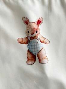 SHEIN Vintaside Kids 4件套女婴休闲可爱兔子熊图案连体衣，适合春夏日常穿着 - 彩色 - 查看 8